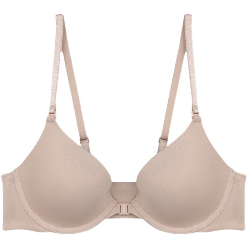 Ženski push-up grudnjak s prednjim kopčanjem i čeličnom obručom, 3/4 košarica, podesive odvojive naramenice, Milk Silk poliester, sexy