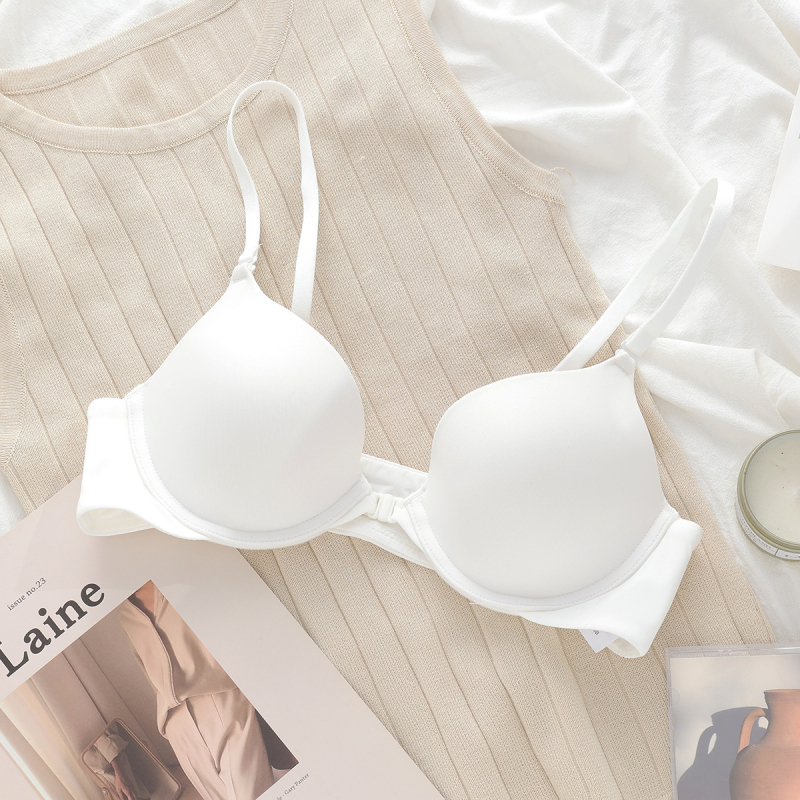 Ženski push-up grudnjak s prednjim kopčanjem i čeličnom obručom, 3/4 košarica, podesive odvojive naramenice, Milk Silk poliester, sexy