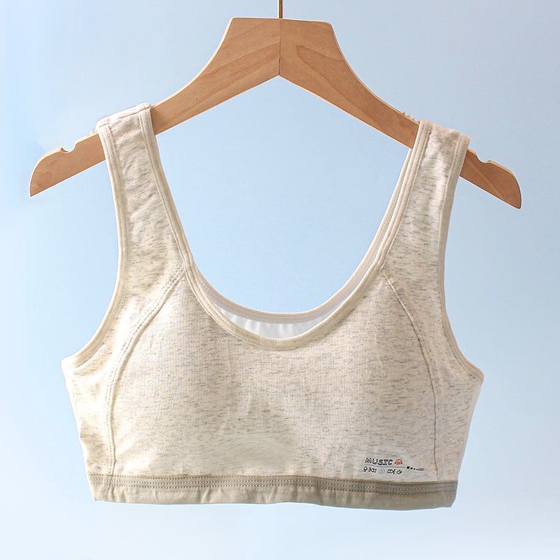 Sutien sport din bumbac cupe complete, cupe subțiri formate din burete, panouri respirabile din plasă, bretele fixe duble (pentru vârstele 12–15)