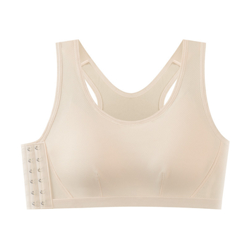Спортен сутиен-жилет за жени, дишащи чашки с пълна чашка, фиксирани двойни презрамки, странично закопчаване