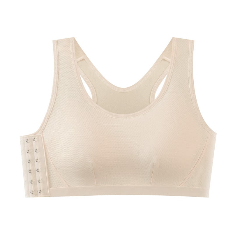 Спортен сутиен-жилет за жени, дишащи чашки с пълна чашка, фиксирани двойни презрамки, странично закопчаване