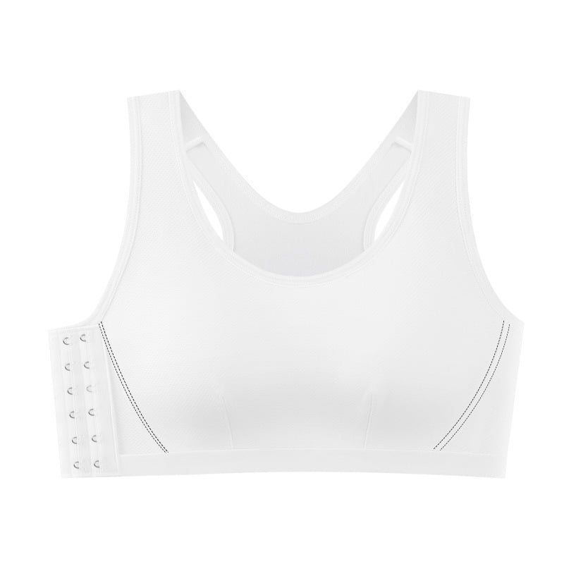 Спортен сутиен-жилет за жени, дишащи чашки с пълна чашка, фиксирани двойни презрамки, странично закопчаване