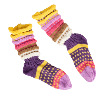 Ежедневни чорапи с дълъг маншон, райета в етнически стил, 80–90% полиестер, антихлъзгащи, попиване на пот и дезодориране, есенно-зимни