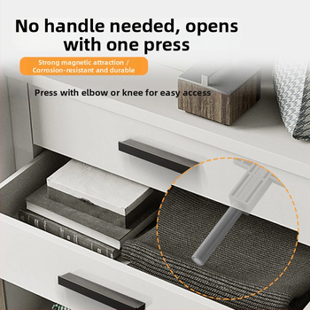 Slēpts atsitiena mehānisms skapja durvīm – alumīnija sakausējums, mehānisks klikšķis, pašslēdzams, modelis Medium Heavy Alloy, stils vieglais luksuss.