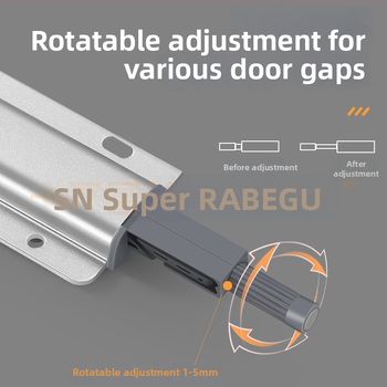 Slēpts atsitiena mehānisms skapja durvīm – alumīnija sakausējums, mehānisks klikšķis, pašslēdzams, modelis Medium Heavy Alloy, stils vieglais luksuss.