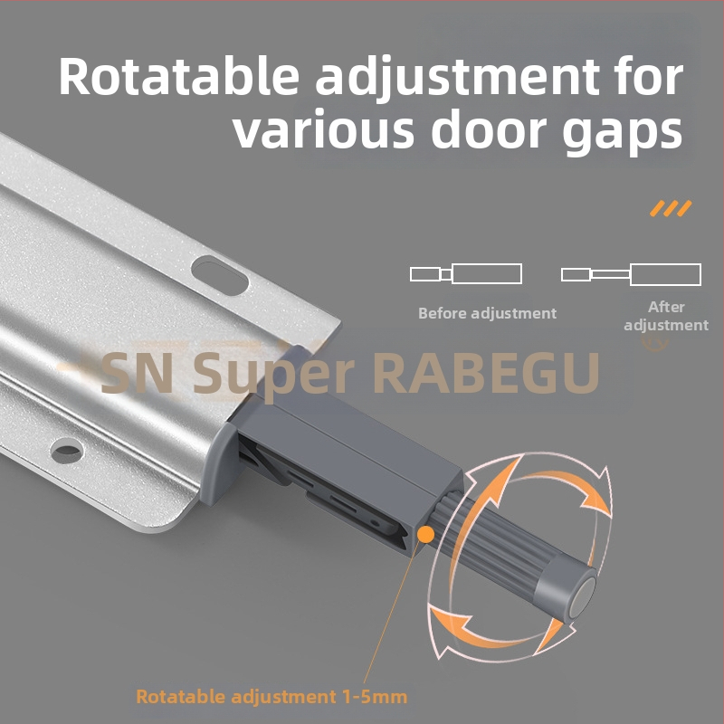 Slēpts atsitiena mehānisms skapja durvīm – alumīnija sakausējums, mehānisks klikšķis, pašslēdzams, modelis Medium Heavy Alloy, stils vieglais luksuss.