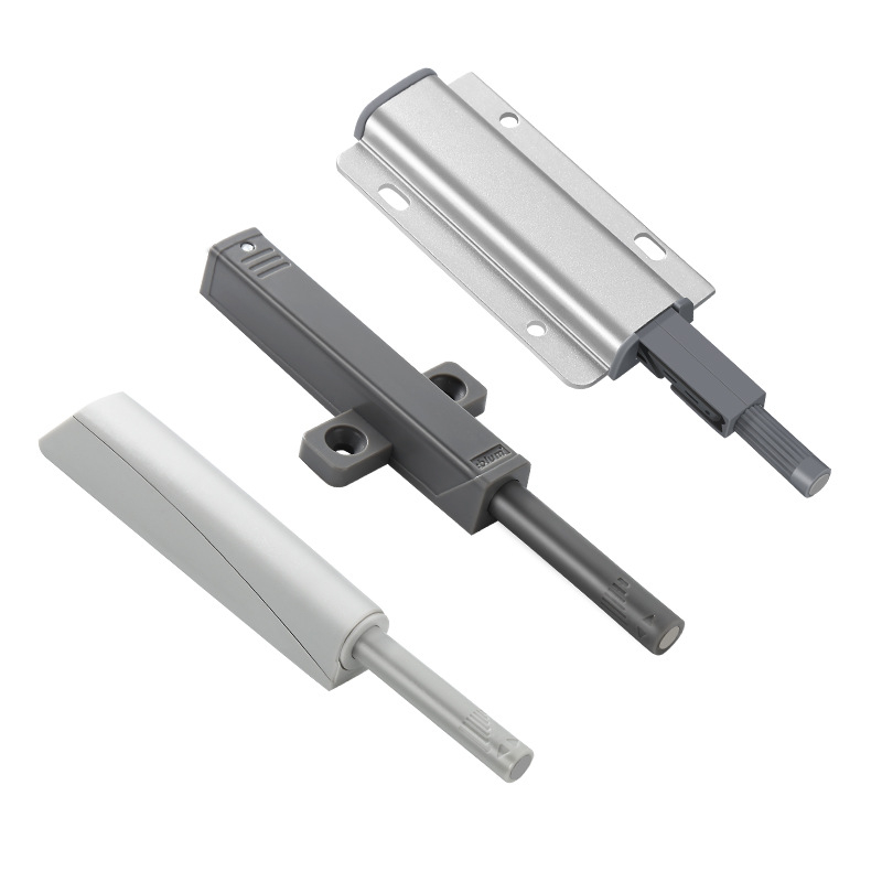 Slēpts atsitiena mehānisms skapja durvīm – alumīnija sakausējums, mehānisks klikšķis, pašslēdzams, modelis Medium Heavy Alloy, stils vieglais luksuss.