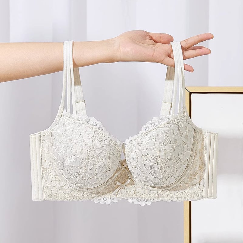 Сутиен, 3/4 чашка, тънки формовани чашки, нейлонова материя, фиксирани двойни презрамки, задни три реда закопчалки