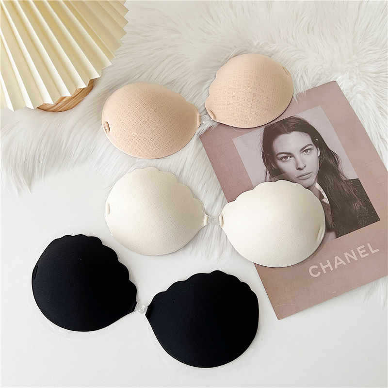 Láthatatlan női mellragasztó nylonból, lélegző, 3 cm vastag kosár, kerek mellbimbó forma, kivágott dizájn