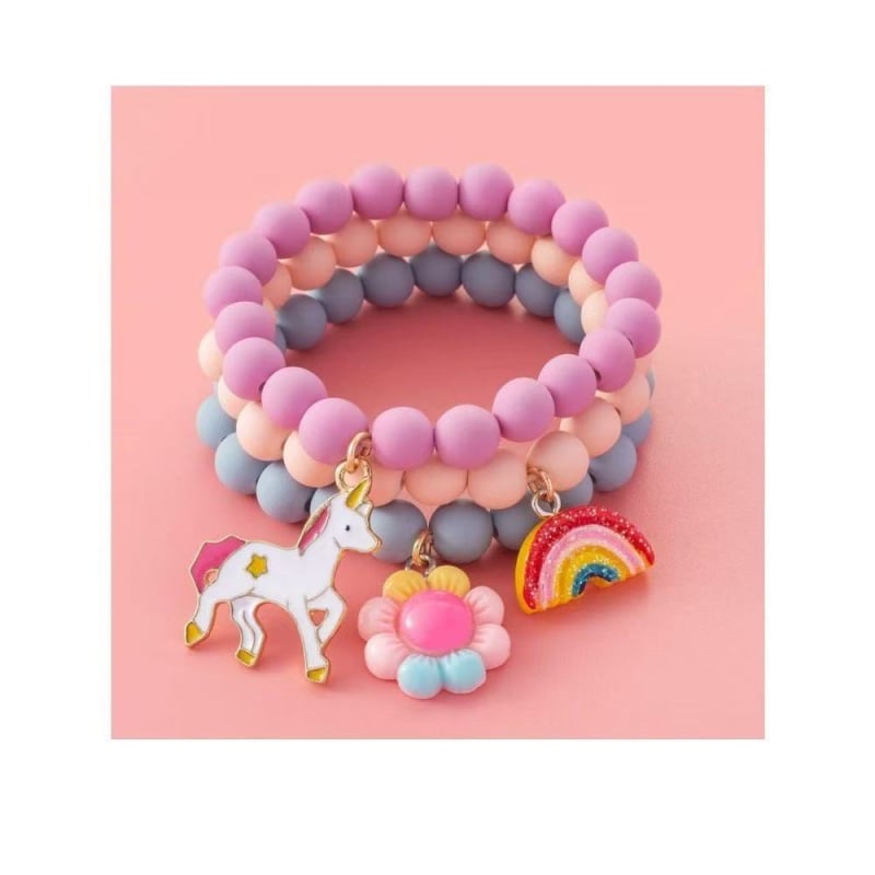 Apyrankė su akriliniais karoliukais ir karikatūriniu vienaragiu – rankų darbo, Dinghe Jewelry, DH-MKLSL-923