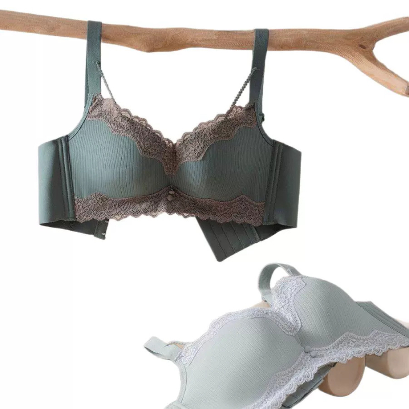 Denilan Sutien Push-Up din Nylon cu bretele fixe dublate, cupe modelate – subțiri în partea superioară, groase în partea inferioară, închidere cu patru rânduri de cârlige la spate