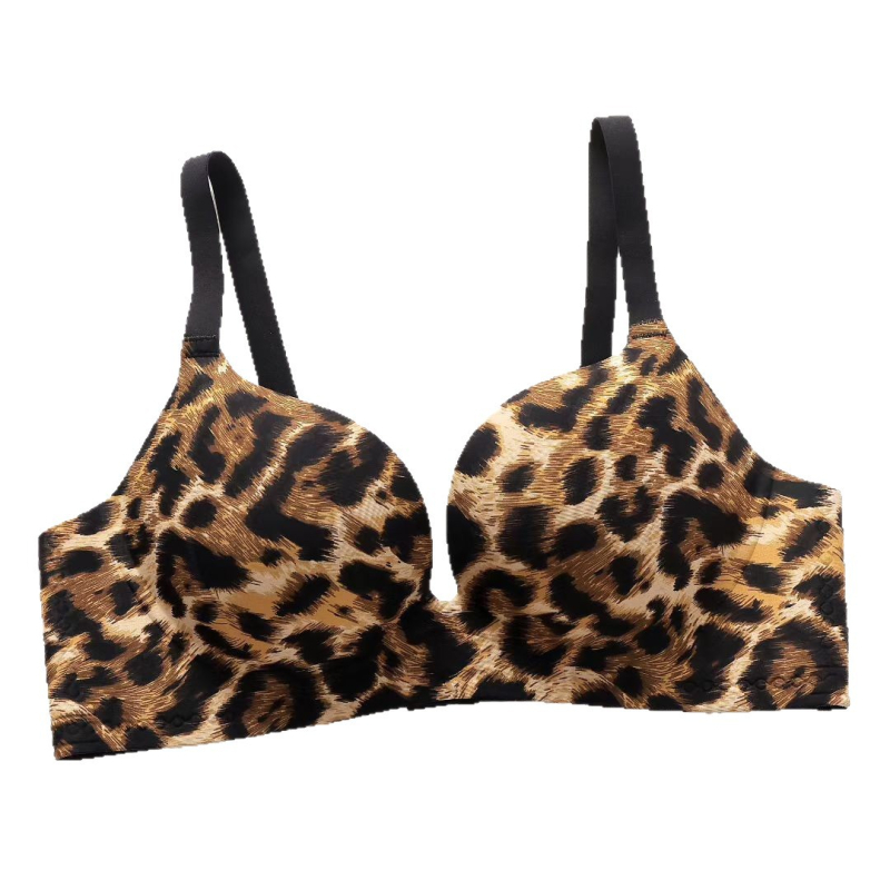 Jednodelna bešavna grudnjica s leopard printom, bez žice, oblikovanje siluete, tanki gornji košarice, debeli donji košarice