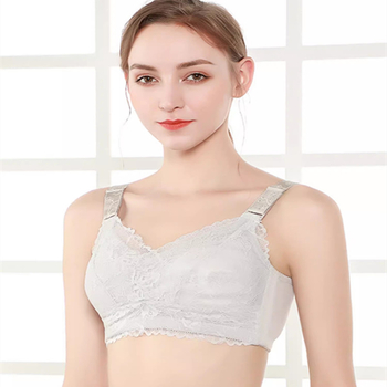 Sutien din dantelă cu cupă întreagă, fără sârmă, push-up, bretele detașabile duble, închidere la spate cu patru rânduri de cârlige