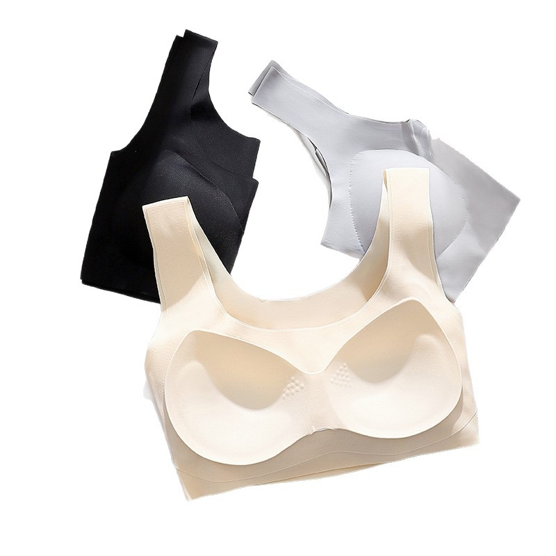 Sutien fără fir, în stil vestă, pentru femei, din Ice Silk nylon cu căptușeală Spandex, Cupă 3/4, Model mediu