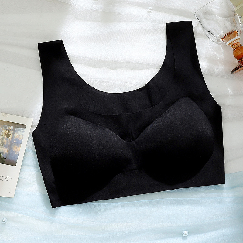 Sutien fără fir, în stil vestă, pentru femei, din Ice Silk nylon cu căptușeală Spandex, Cupă 3/4, Model mediu