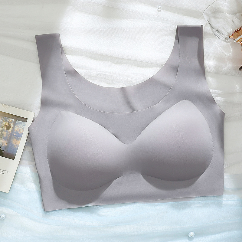 Sutien fără fir, în stil vestă, pentru femei, din Ice Silk nylon cu căptușeală Spandex, Cupă 3/4, Model mediu