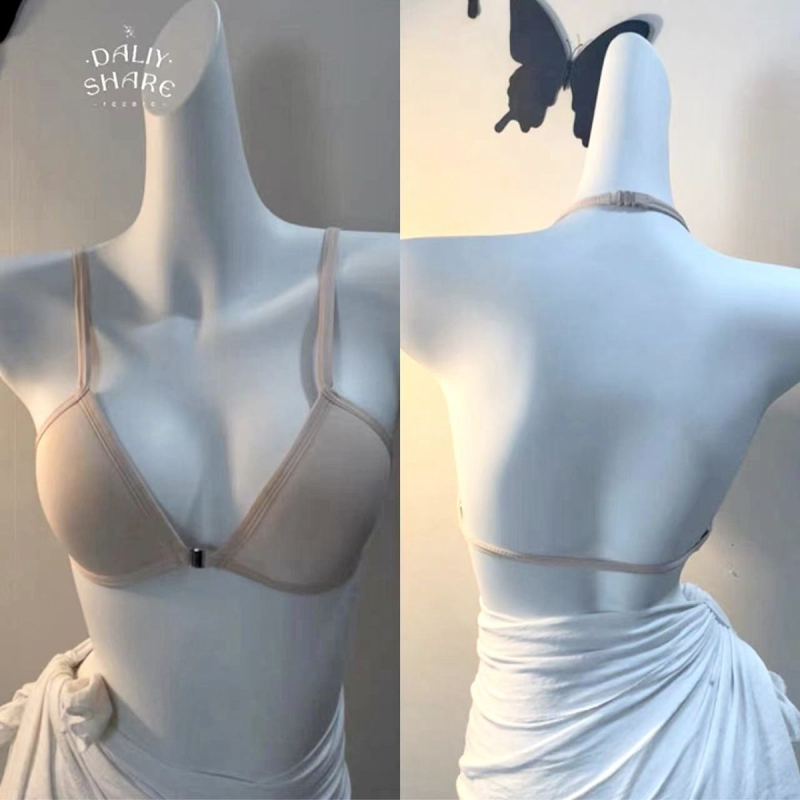 Elöl záródó melltartó, keresztpántos halter nyakú, hátsó rész nélküli, vezeték nélküli, pamut anyag