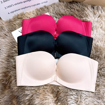 Σουτιέν χωρίς τιράντες με μπροστινό κούμπωμα, push-up, αντιολισθητικό, χωρίς ραφές και αόρατο