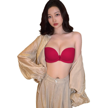 Σουτιέν χωρίς τιράντες με μπροστινό κούμπωμα, push-up, αντιολισθητικό, χωρίς ραφές και αόρατο