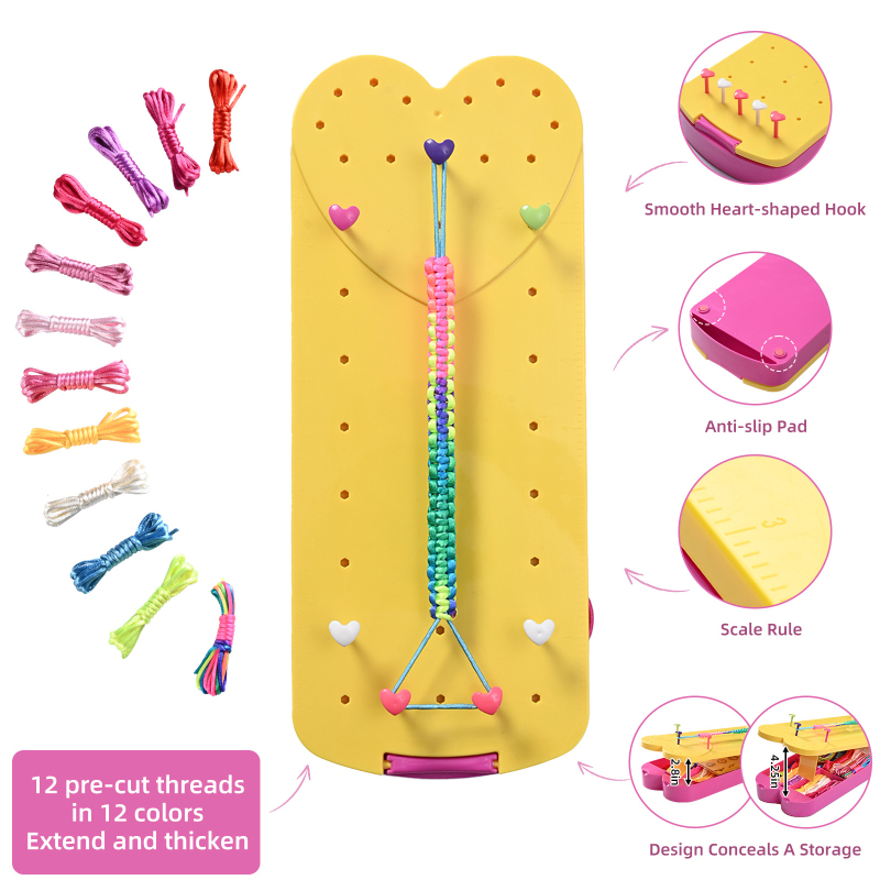 Vaikų DIY apyrankių rinkinys su 24 siūlais ir karoliukais, klijuota gamyba, atskirai supakuota
