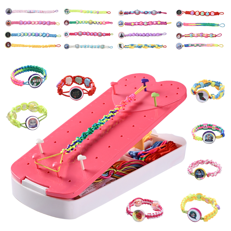 Vaikų DIY apyrankių rinkinys su 24 siūlais ir karoliukais, klijuota gamyba, atskirai supakuota