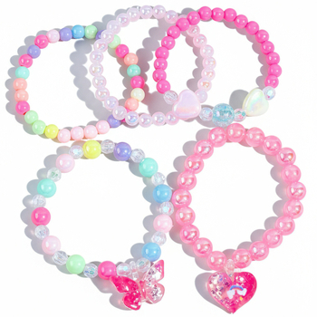 Ръчно изработен детски браслет от пластмаса/смола, корейски стил, дизайн корона‑пеперуда Love, AYB22