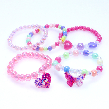 Ръчно изработен детски браслет от пластмаса/смола, корейски стил, дизайн корона‑пеперуда Love, AYB22