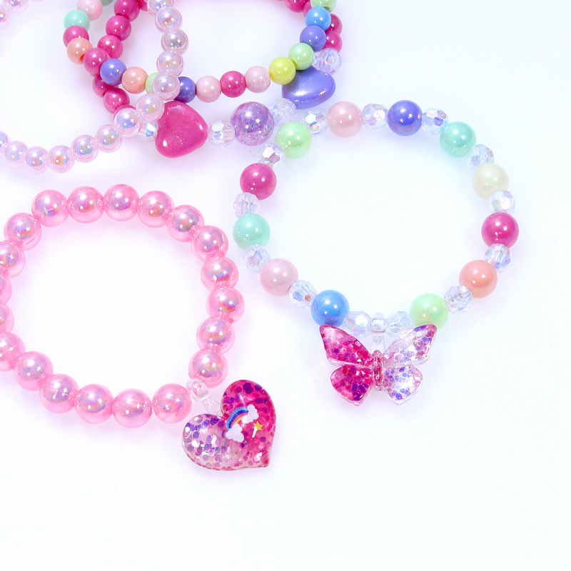 Ръчно изработен детски браслет от пластмаса/смола, корейски стил, дизайн корона‑пеперуда Love, AYB22