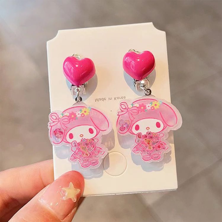 Lastele mõeldud kõrvaklipsud läbipaistvate lillekujundustega, käsitöö, plastik/resiin, multikas stiilis, vanus 3–10 aastat