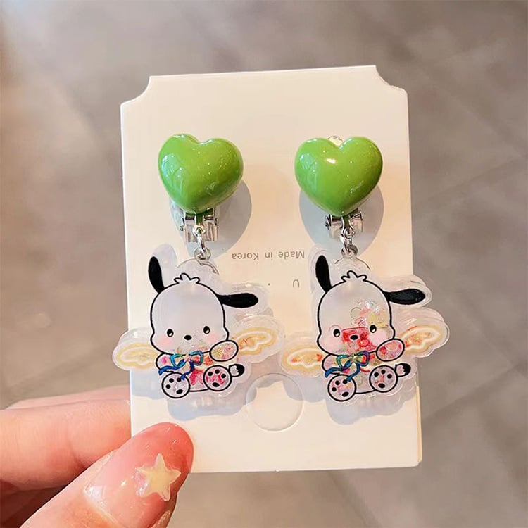 Lastele mõeldud kõrvaklipsud läbipaistvate lillekujundustega, käsitöö, plastik/resiin, multikas stiilis, vanus 3–10 aastat