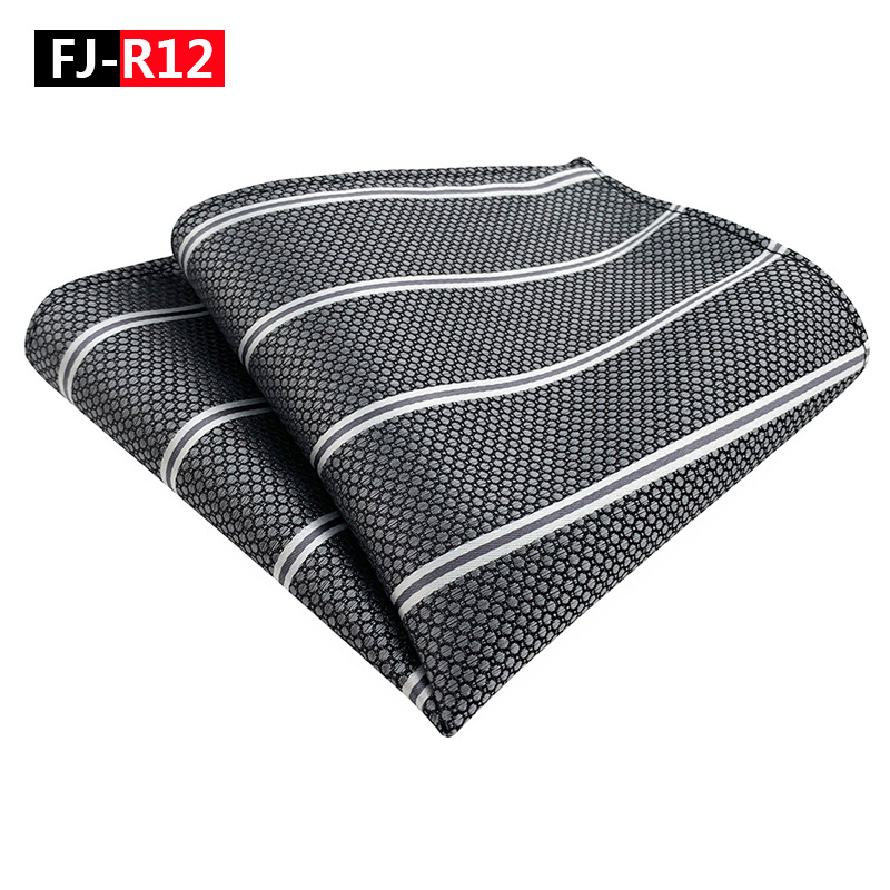 Férfi zsebkendő négyzet — poliészter jacquard, csíkos minta, estélyi viselet