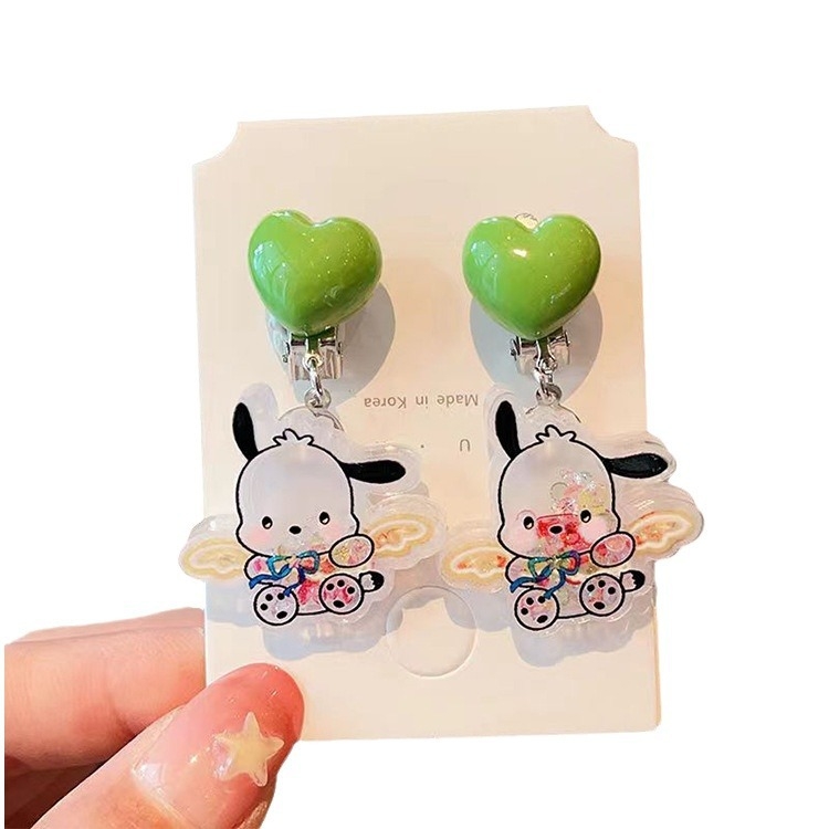 Laste kõrvaklipsud läbipaistva lillega – käsitöö, plastik/resiin, multika stiil, sobib 3–10-aastastele