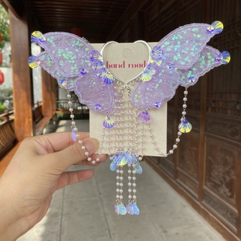 Klip-on kõrvarõngad: merine nymf, mollusk, pärlite kupp, liblika tiivad – Printsesside sari, käsitöö