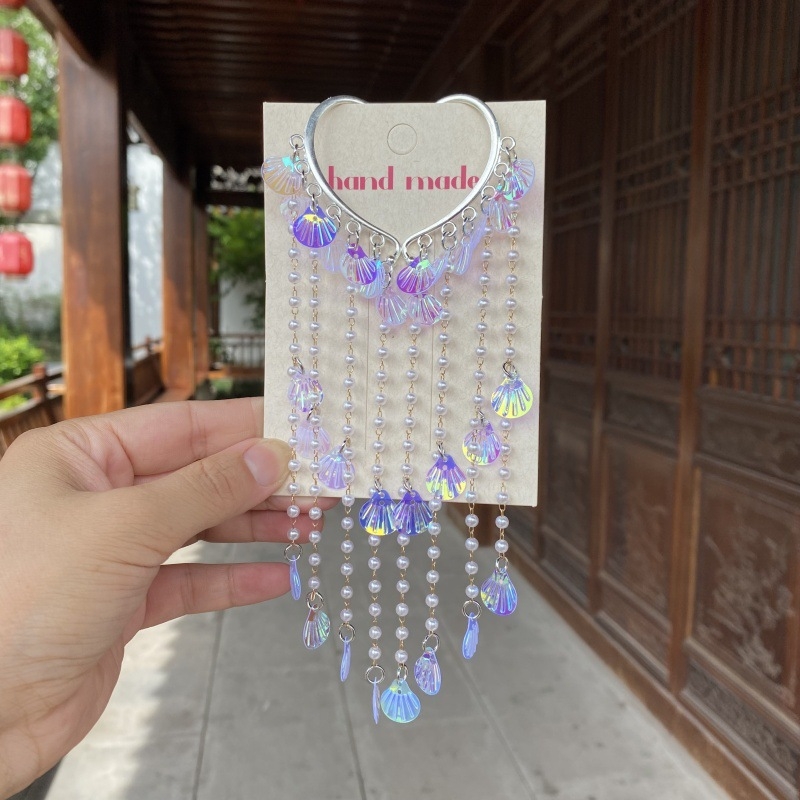 Klip-on kõrvarõngad: merine nymf, mollusk, pärlite kupp, liblika tiivad – Printsesside sari, käsitöö
