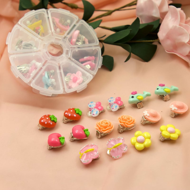 Lastele mõeldud resinist kõrvarõngad multikas stiilis, 8 paari komplekt, eraldi pakendatud, kohandatav