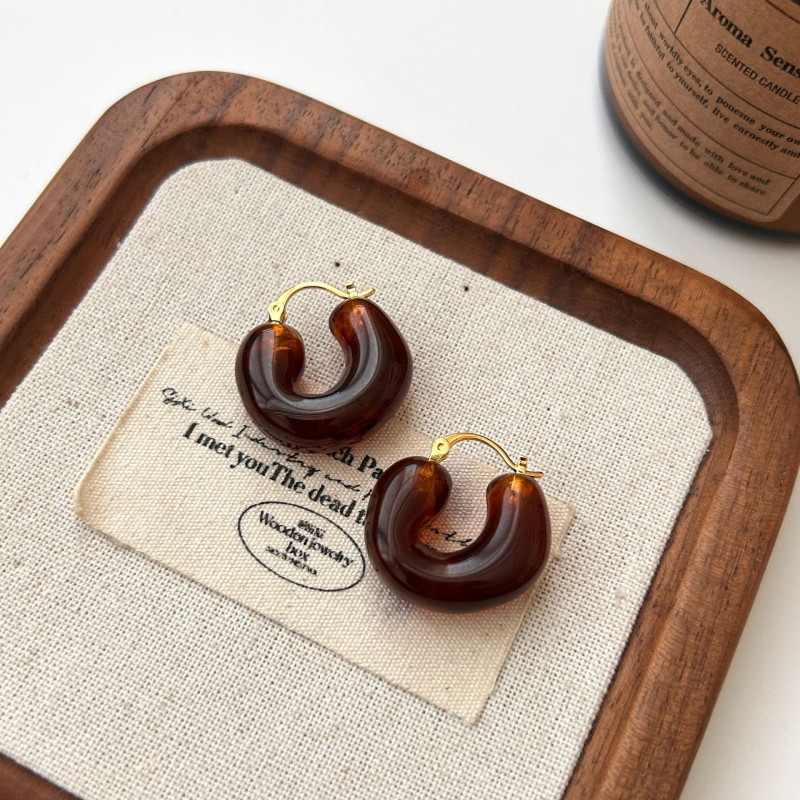 Naušnice od živice - geometrijski oblik, injekcijsko lijevanje, 925-srebrni postovi, lagani luksuzni stil