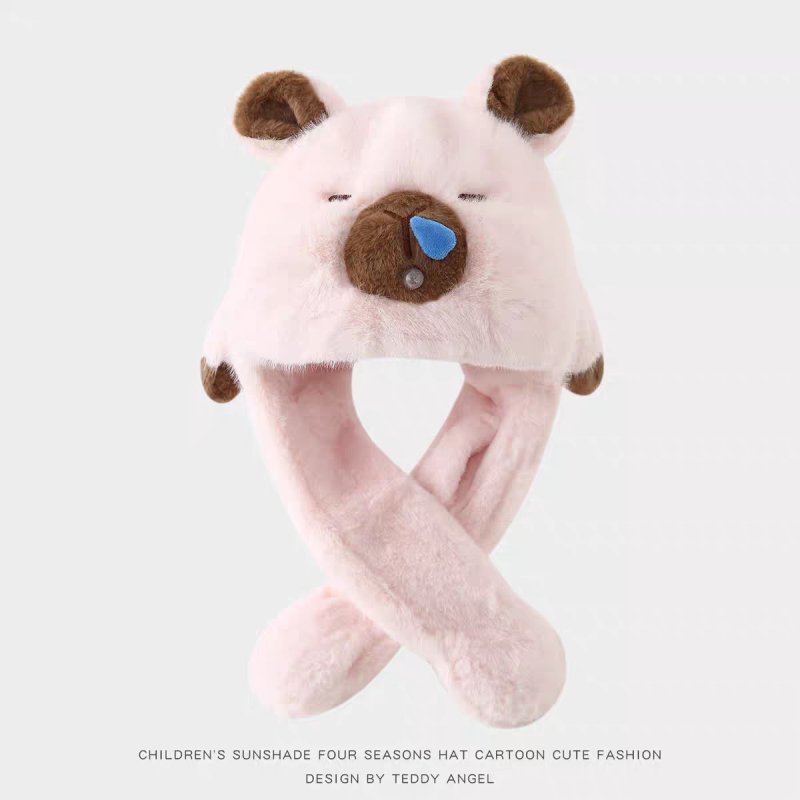 Gyerekeknek készült plüss téli sapka kupola alakú résszel és elülső karimával, poliészterből, melegen tart és szélálló, 2–4, 4–6, 8–10 és 10+ éveseknek