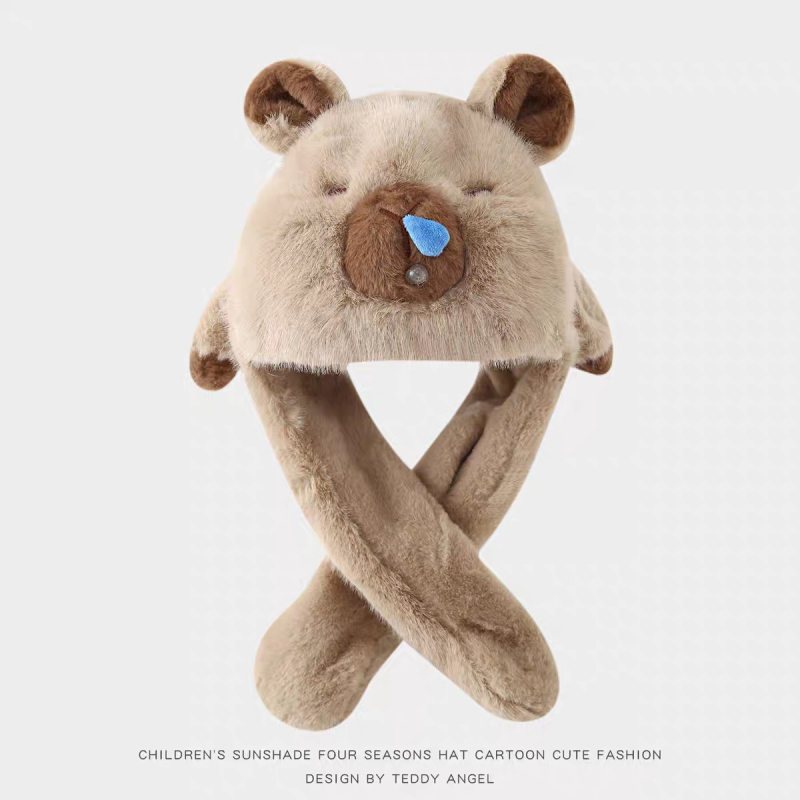 Gyerekeknek készült plüss téli sapka kupola alakú résszel és elülső karimával, poliészterből, melegen tart és szélálló, 2–4, 4–6, 8–10 és 10+ éveseknek