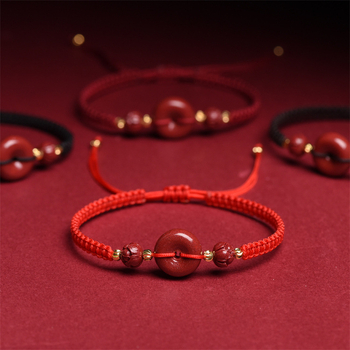 Cinnabar karkötő kézzel szőtt zsinórral, uniszex hagyományos stílus, motívum konstelláció, Phalin Crystal Jewelry