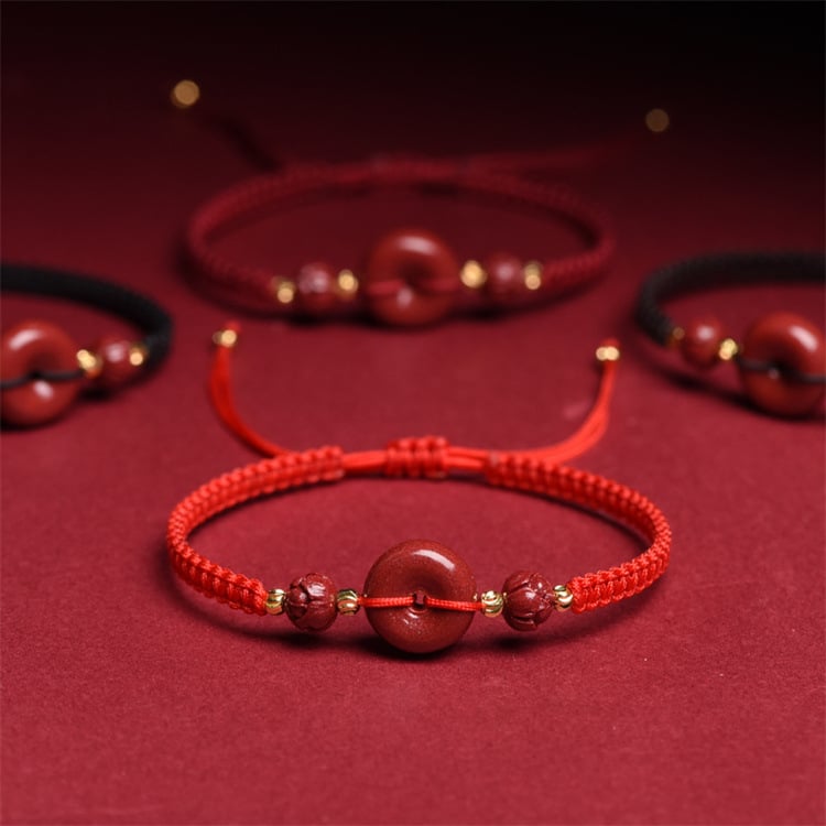 Cinnabar karkötő kézzel szőtt zsinórral, uniszex hagyományos stílus, motívum konstelláció, Phalin Crystal Jewelry