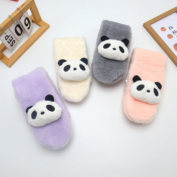 Gyerekeknek szóló sál panda mintával, plüss műszőrme, téglalap alakú, téli meleg