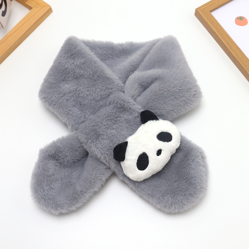 Gyerekeknek szóló sál panda mintával, plüss műszőrme, téglalap alakú, téli meleg