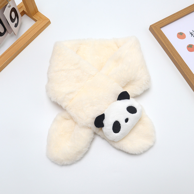 Gyerekeknek szóló sál panda mintával, plüss műszőrme, téglalap alakú, téli meleg