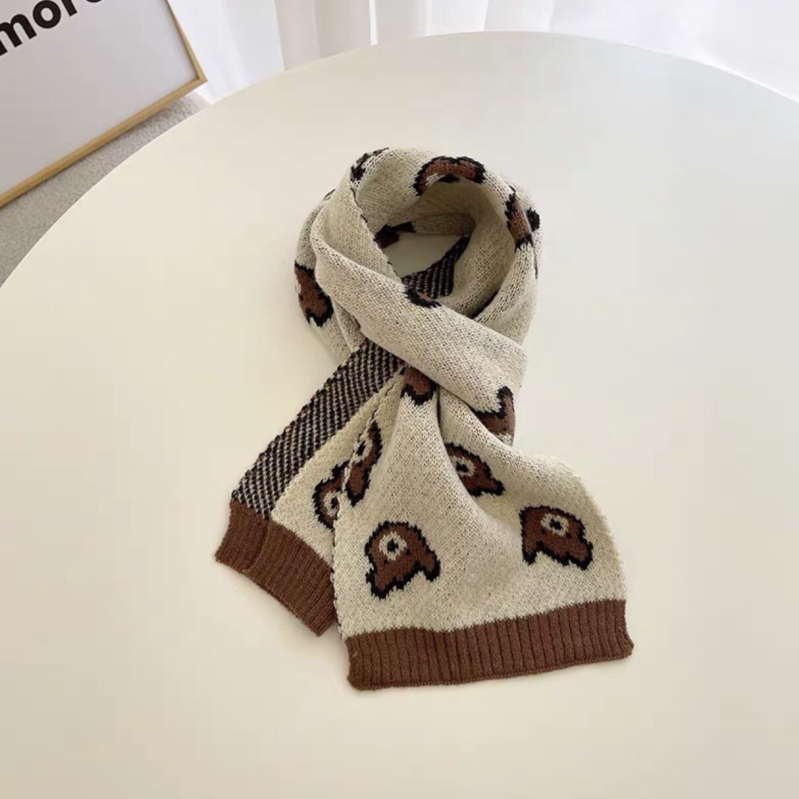 Gyerekeknek való gyapjú sál, koreai stílusban, jacquard mintázat (csíkos/egyszínű/kockás), melegen tart