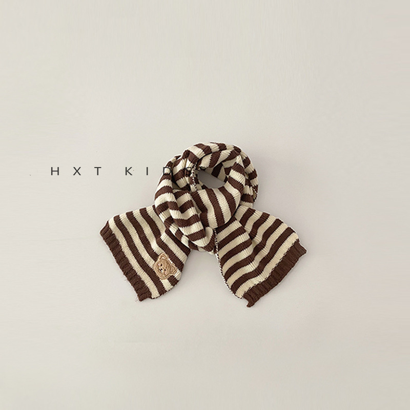 Gyerekeknek való gyapjú sál, koreai stílusban, jacquard mintázat (csíkos/egyszínű/kockás), melegen tart