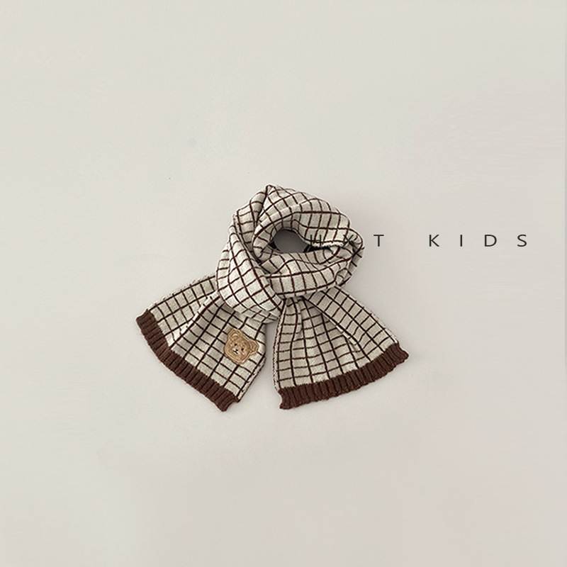 Gyerekeknek való gyapjú sál, koreai stílusban, jacquard mintázat (csíkos/egyszínű/kockás), melegen tart