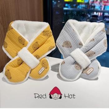 Gyerek sál, rajzfilm-stílusú, pamutból, fiúknak, tavasz