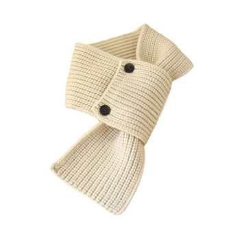 Vaikų unisex šalikas rudens–žiemos sezonai, monochromatinis jacquard warp-knit, su užsegimu ir kryžminiu dizainu