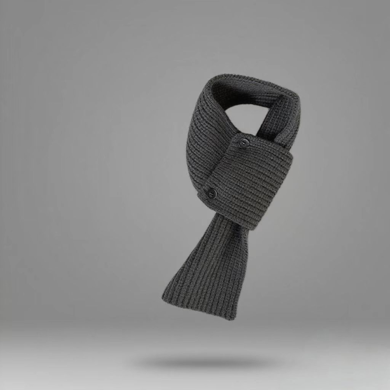 Vaikų unisex šalikas rudens–žiemos sezonai, monochromatinis jacquard warp-knit, su užsegimu ir kryžminiu dizainu