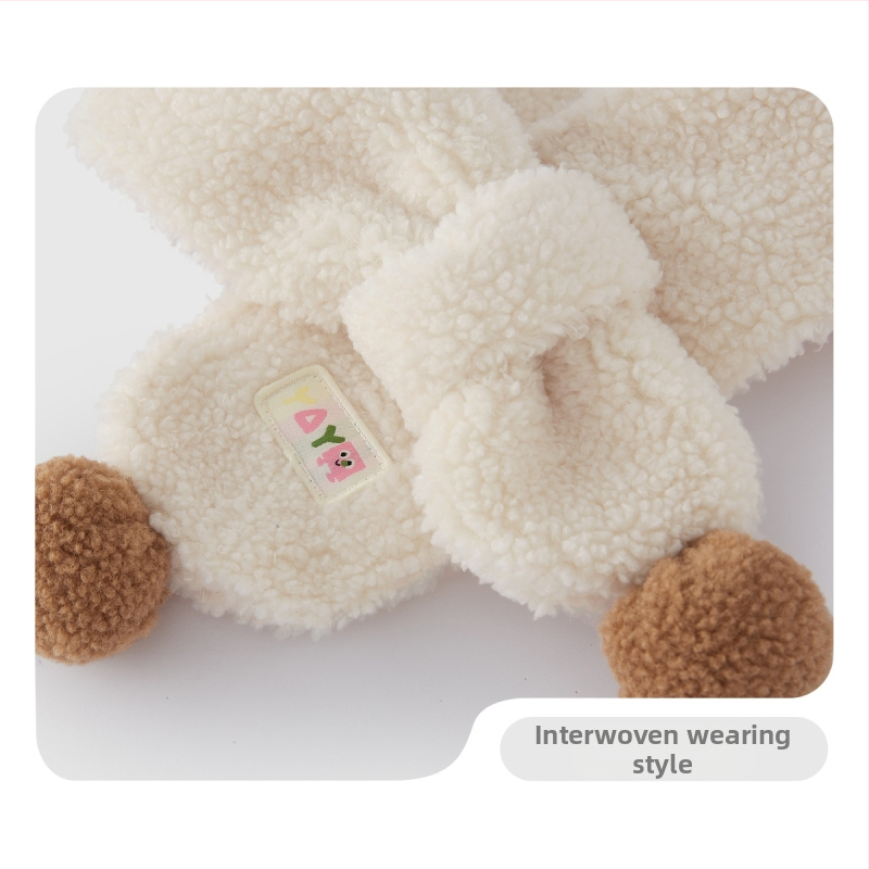 Unisex pledės šalikas su pūkine apdaila, žiemai šilta, poliester >96%, kryžminė kaklo apsauga